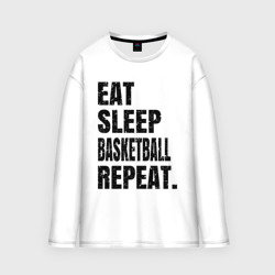 Мужской лонгслив oversize хлопок EAT sleep basketball repeat