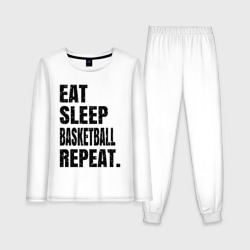 Женская пижама с лонгсливом хлопок EAT sleep basketball repeat