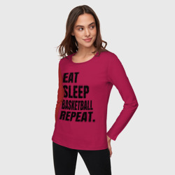 Женский лонгслив хлопок EAT sleep basketball repeat - фото 2