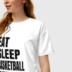 Женская футболка хлопок Oversize EAT sleep basketball repeat - фото 2