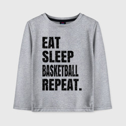 Детский лонгслив хлопок EAT sleep basketball repeat