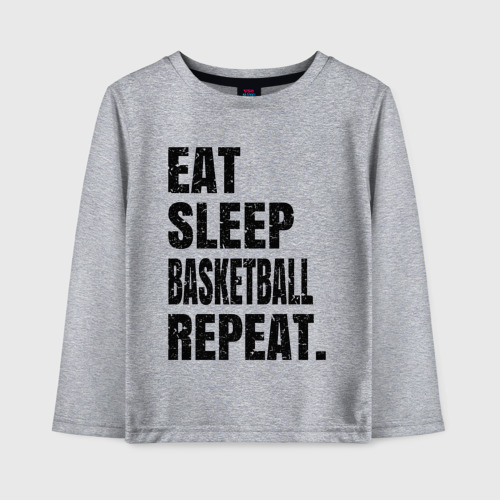 Детский лонгслив хлопок EAT sleep basketball repeat, цвет меланж