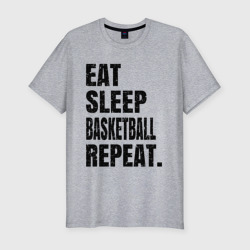 Мужская футболка хлопок Slim EAT sleep basketball repeat