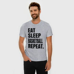 Мужская футболка хлопок Slim EAT sleep basketball repeat - фото 2