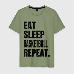 Мужская футболка хлопок EAT sleep basketball repeat