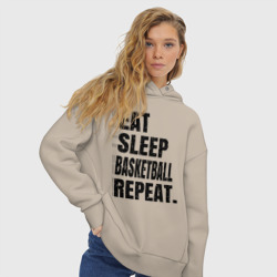 Женское худи Oversize хлопок EAT sleep basketball repeat - фото 2