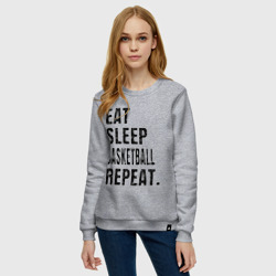 Женский свитшот хлопок EAT sleep basketball repeat - фото 2