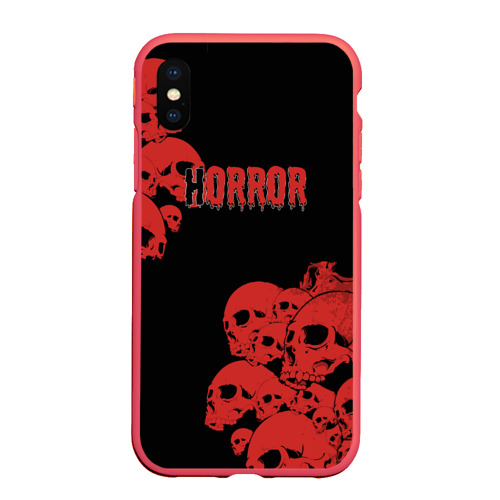 Чехол для iPhone XS Max матовый Horror, цвет красный