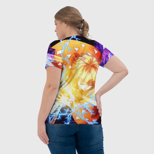 Женская футболка 3D с принтом Зеницу Агацума, вид сзади #2