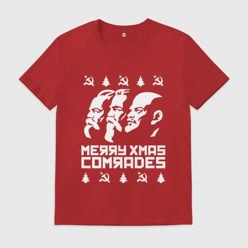 Мужская футболка хлопок Merry Xmas Comrades - коммунистическое рождество