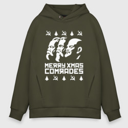 Мужское худи Oversize хлопок Merry Xmas Comrades