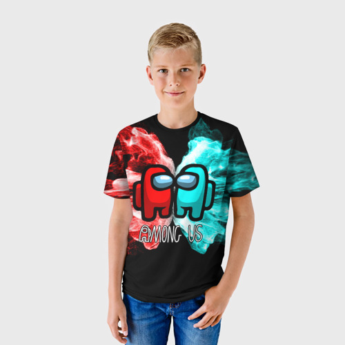 Детская футболка 3D Among Us - битва огней, цвет 3D печать - фото 3