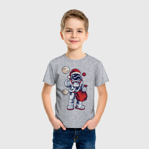 Детская футболка хлопок с принтом Звездный Новый год, фото на моделе #1