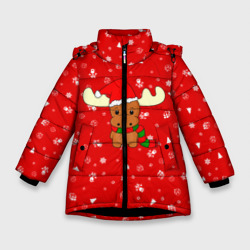 Зимняя куртка для девочек 3D Новогодний оленёнок