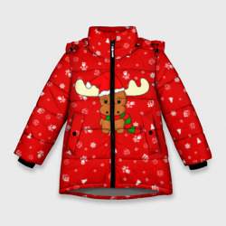 Зимняя куртка для девочек 3D Новогодний оленёнок