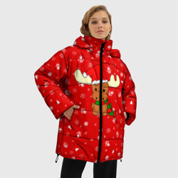 Женская зимняя куртка Oversize Новогодний оленёнок - фото 2
