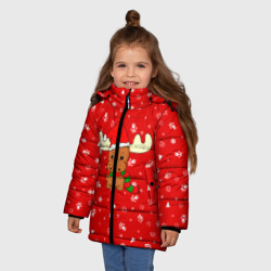 Зимняя куртка для девочек 3D Новогодний оленёнок - фото 2