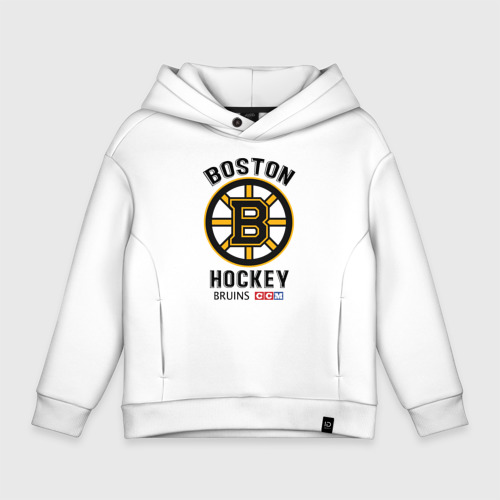 Детское худи Oversize хлопок Boston Bruins NHL, цвет белый