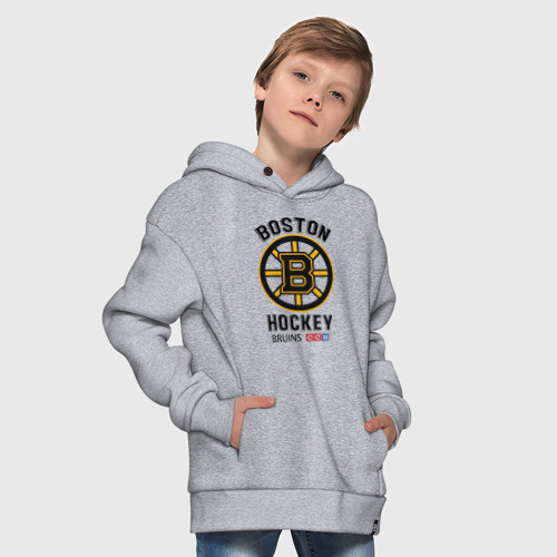 Детское худи Oversize хлопок Boston Bruins NHL, цвет меланж - фото 9