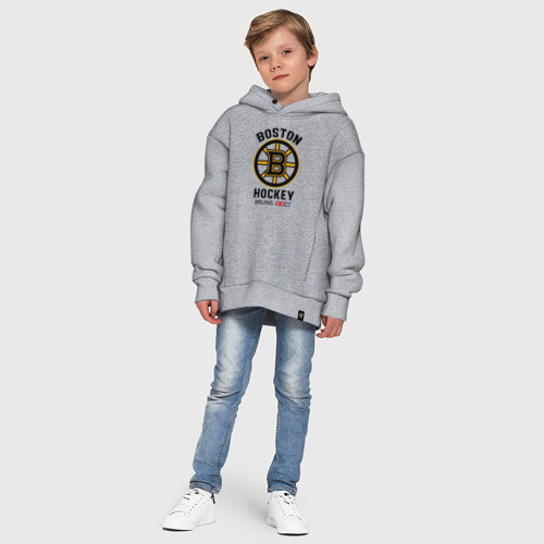 Детское худи Oversize хлопок Boston Bruins NHL, цвет меланж - фото 11