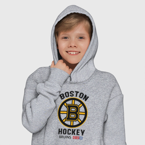 Детское худи Oversize хлопок Boston Bruins NHL, цвет меланж - фото 12