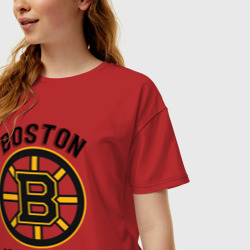 Женская футболка хлопок Oversize Boston Bruins NHL - фото 2