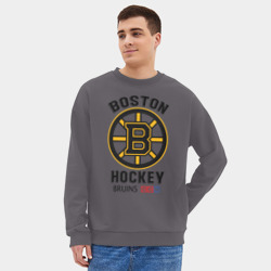 Мужской свитшот oversize без начеса хлопок Boston Bruins NHL - фото 2