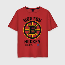 Женская футболка хлопок Oversize Boston Bruins NHL