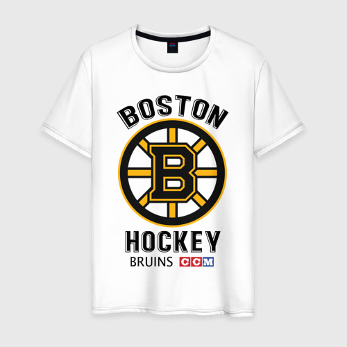 Мужская футболка из хлопка с принтом Boston Bruins NHL, вид спереди №1
