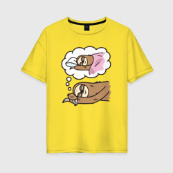Сон ленивца – Женская футболка хлопок Oversize с принтом купить со скидкой в -16%