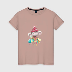 Женская футболка хлопок Мышка с подарками