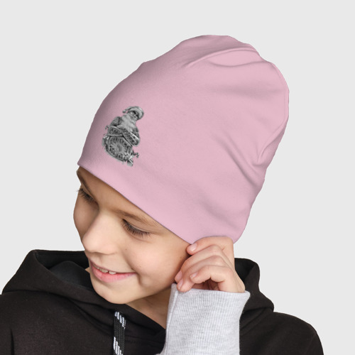 Детская шапка демисезонная Плохой Санта, цвет светло-розовый - фото 4