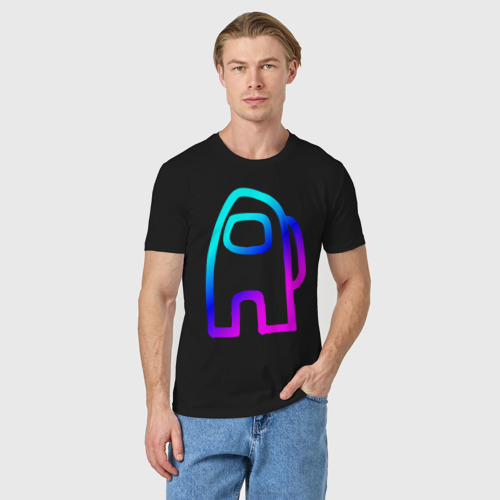 Мужская футболка хлопок Among Us - neon, цвет черный - фото 3