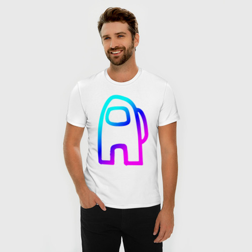 Мужская футболка хлопок Slim Among Us - neon, цвет белый - фото 3