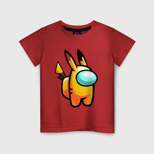 Детская футболка хлопок Among Us - Pikachu, цвет красный