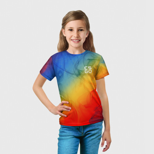 Детская футболка 3D с принтом Cs:go Marble Fade Мраморный Градиент, вид сбоку #3