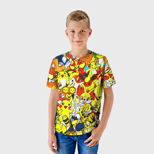 Детская футболка 3D с принтом Покемоны, фото на моделе #1