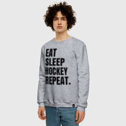 Мужской свитшот хлопок EAT sleep hockey repeat - фото 2