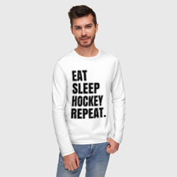 Мужской лонгслив хлопок EAT sleep hockey repeat - фото 2