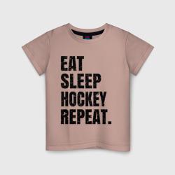 Детская футболка хлопок EAT sleep hockey repeat