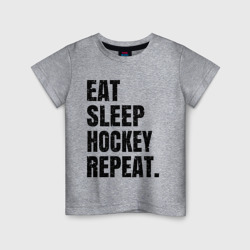 Детская футболка хлопок EAT sleep hockey repeat