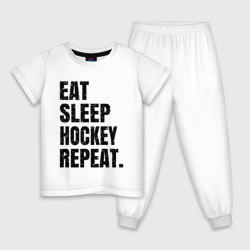 Детская пижама хлопок EAT sleep hockey repeat