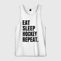 Мужская майка хлопок EAT sleep hockey repeat