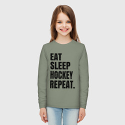 Детский лонгслив хлопок EAT sleep hockey repeat - фото 2