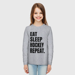 Детский лонгслив хлопок EAT sleep hockey repeat - фото 2