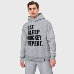 Мужской костюм oversize хлопок EAT sleep hockey repeat - фото 2