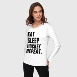 Женский лонгслив хлопок EAT sleep hockey repeat - фото 2