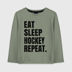 Детский лонгслив хлопок EAT sleep hockey repeat