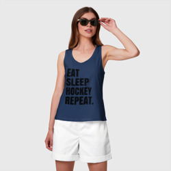 Женская майка хлопок EAT sleep hockey repeat - фото 2