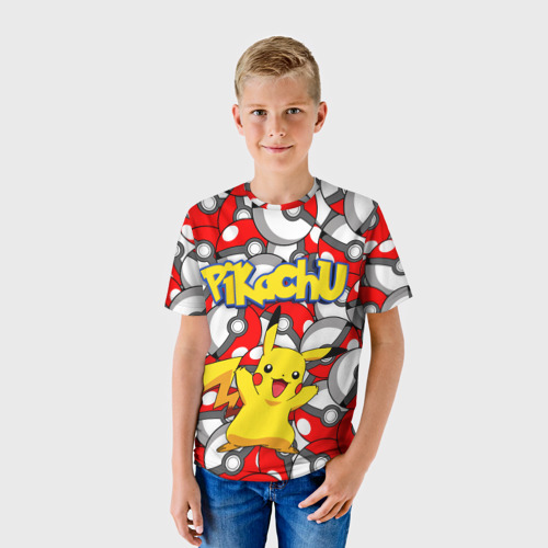 Детская футболка 3D с принтом ПИКАЧУ, фото на моделе #1